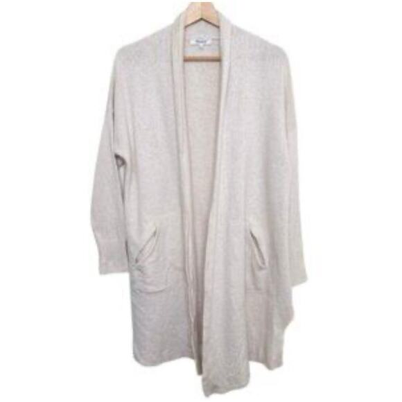 Madewell Sweaters - MADEWELL Open Front Brushed Rib Alpaca Cardigan Pockets Cream Large A001722